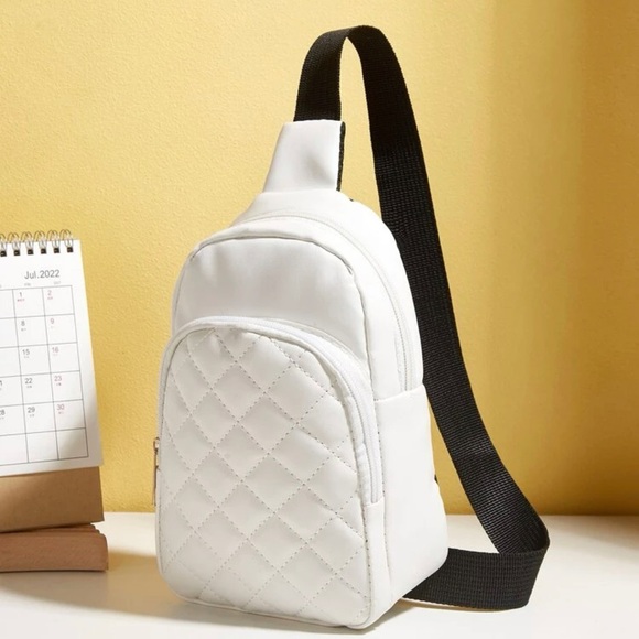 White Mini Quilted Sling Bag - Picture 2 of 7
